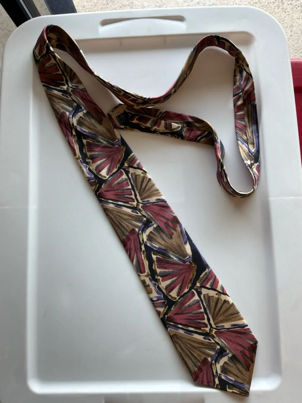 Vintage Christian Dior Silk Tie graphic 80’s 90’s black burgundy pink green